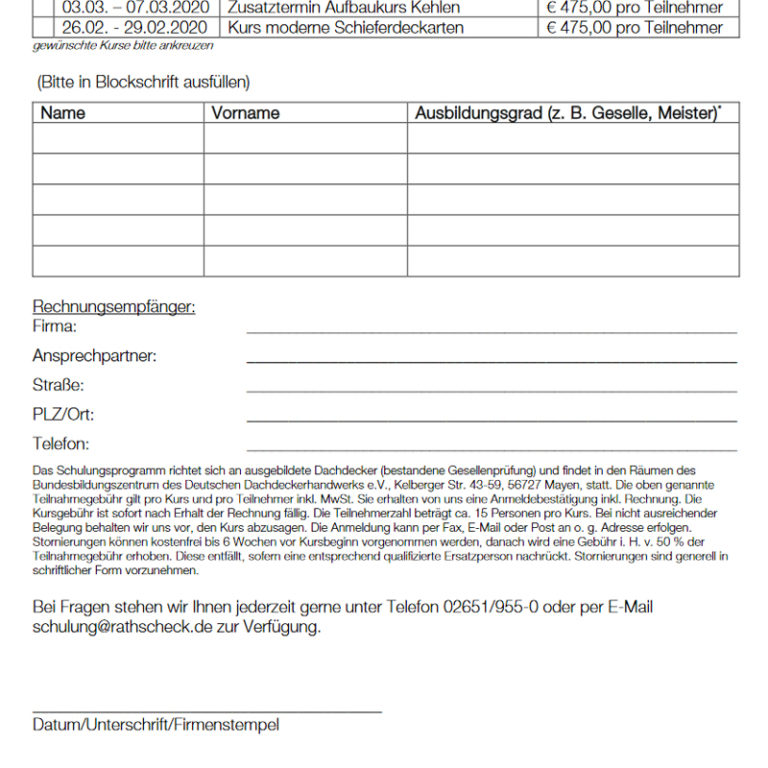 Schulungen & Events - Rathscheck Schiefer